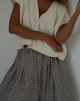 PRE-ORDER MARLO PLEAT - WISTERIA GINGHAM Linen Pant