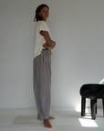 PRE-ORDER MARLO PLEAT - WISTERIA GINGHAM Linen Pant