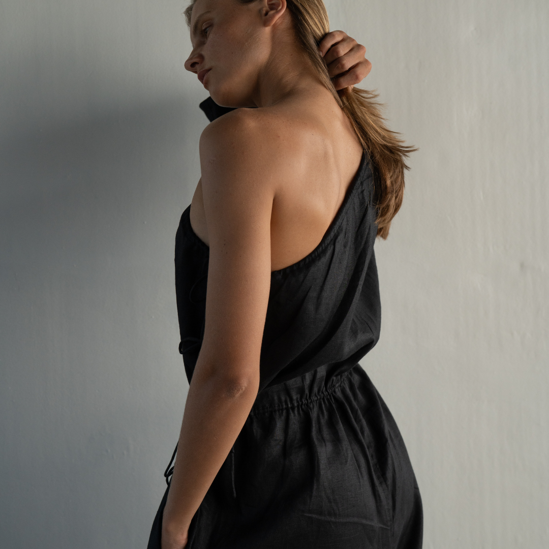 ATHENA - BLACK Linen Jumpsuit