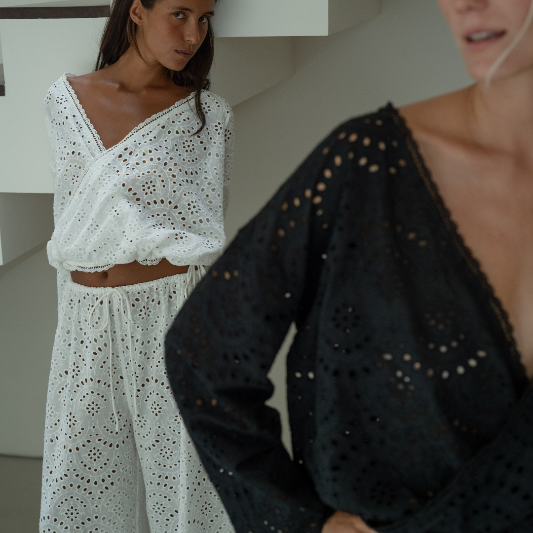 LUNA - BLACK Broderie Blouse