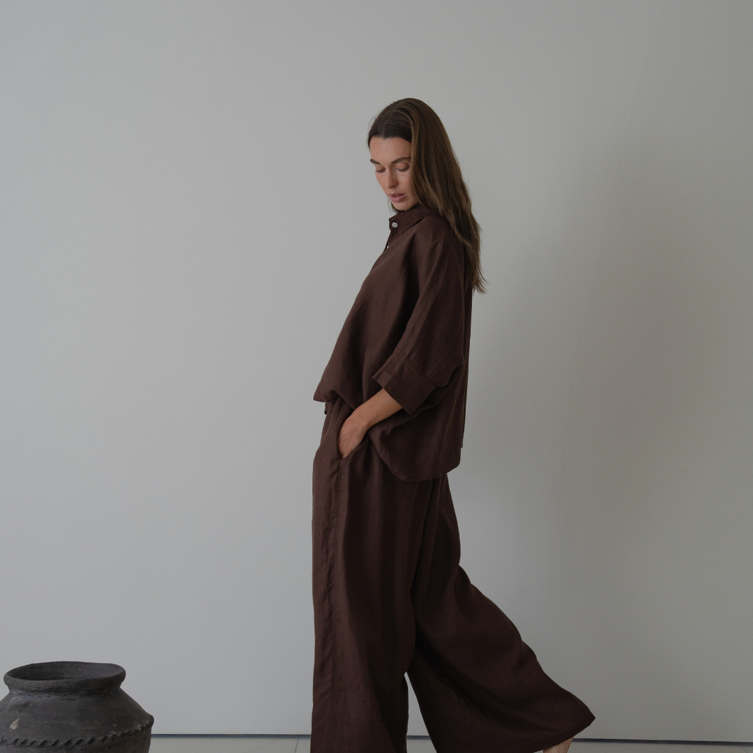 ELIZA - Chocolate Linen Shirt