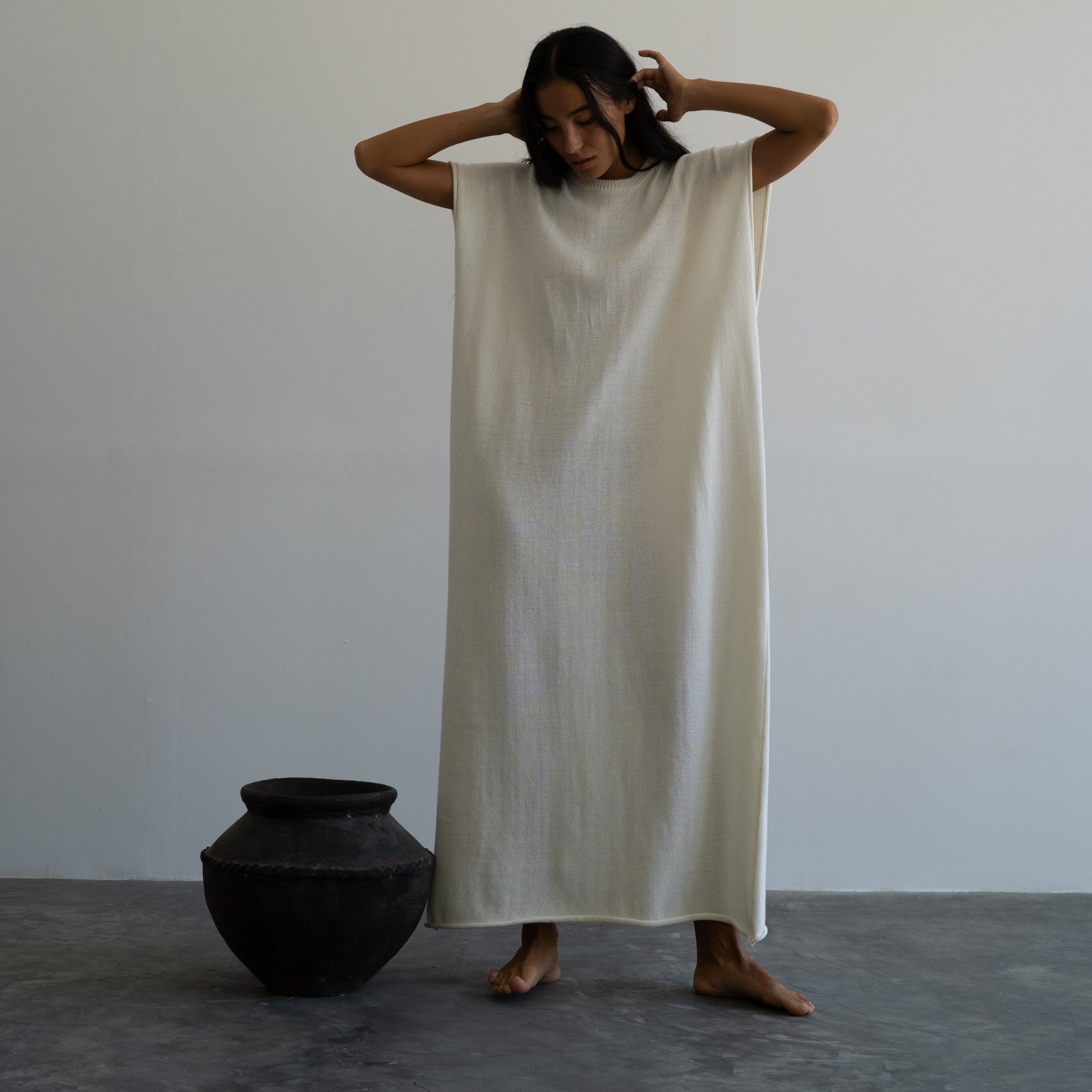 IONE - CREAM Knit Sack Dress