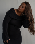 JOLIE - BLACK Cowl Neckline Dress