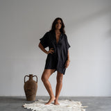 YIN - BLACK Linen Playsuit