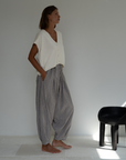 PRE-ORDER MARLO PLEAT - WISTERIA GINGHAM Linen Pant