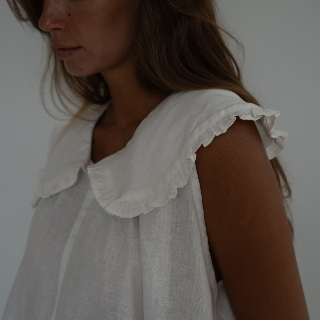 ANNE - WHITE Linen Blouse