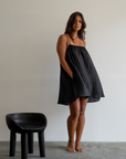 PIA MINI - BLACK Linen Dress