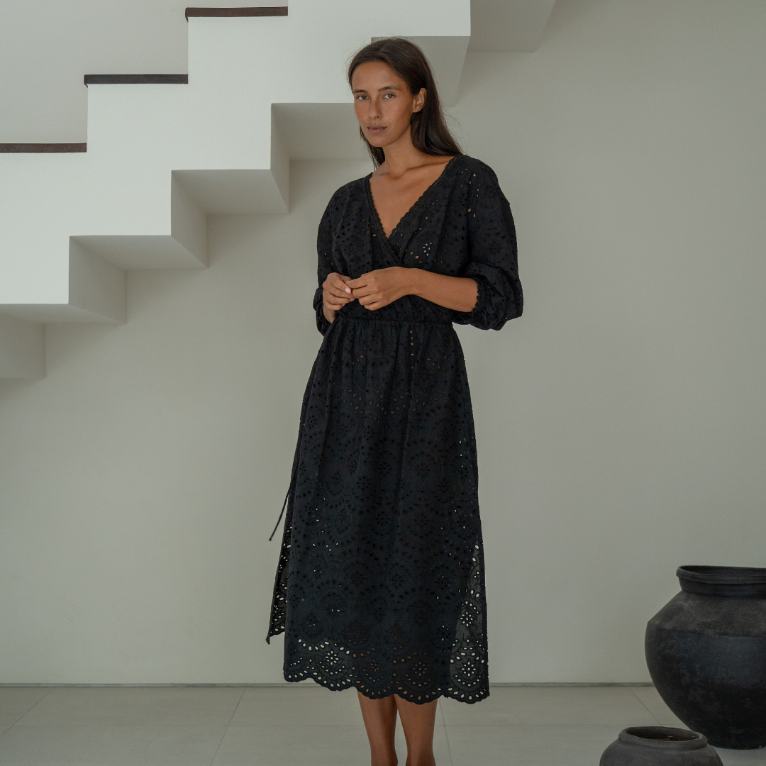 FLORENCE - BLACK Broderie Dress