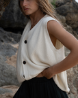 ARTHUR -  CREAM Buttoned Knit Vest