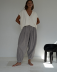 PRE-ORDER MARLO PLEAT - WISTERIA GINGHAM Linen Pant