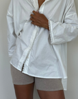 PRE-ORDER POPLIN - WHITE Lace Trim Shirt