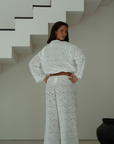 LUNA - WHITE Broderie Blouse