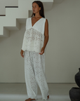 VALERIE - WHITE Broderie & Ramie Top