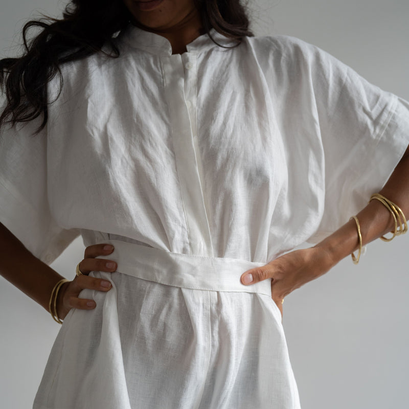 YIN - WHITE Linen Playsuit