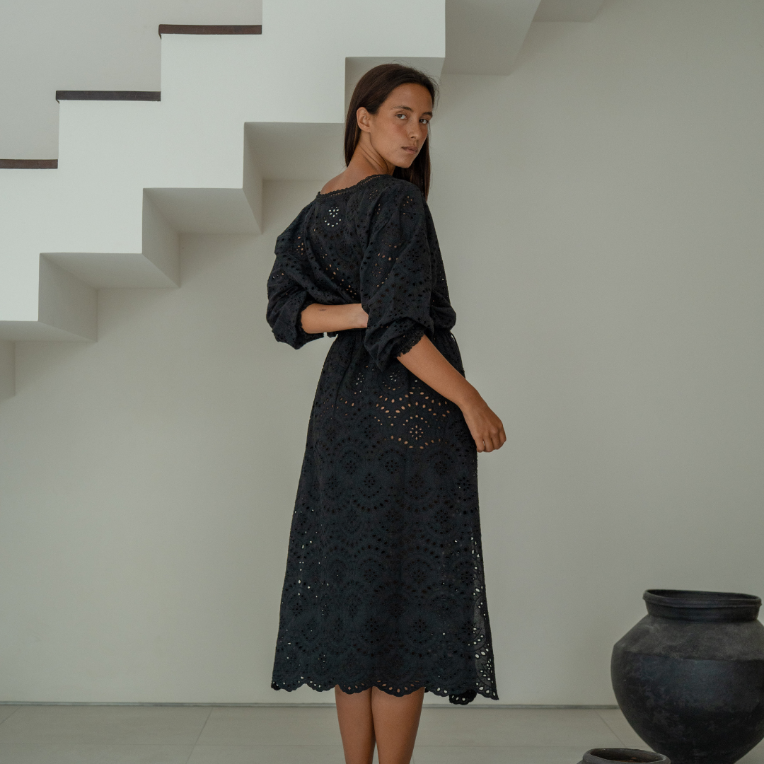 FLORENCE - BLACK Broderie Dress