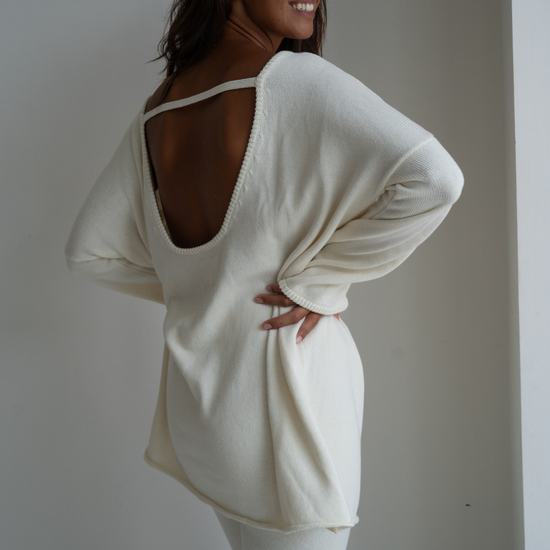 ANGEL SWEATER - CREAM Open-Back Knit