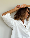 PRE-ORDER POPLIN - WHITE Lace Trim Shirt