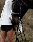 FLEUR - BLACK Ramie Scalloped Short