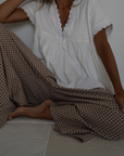YOLLIE - CINNAMON Linen Gingham Voluminous Pant