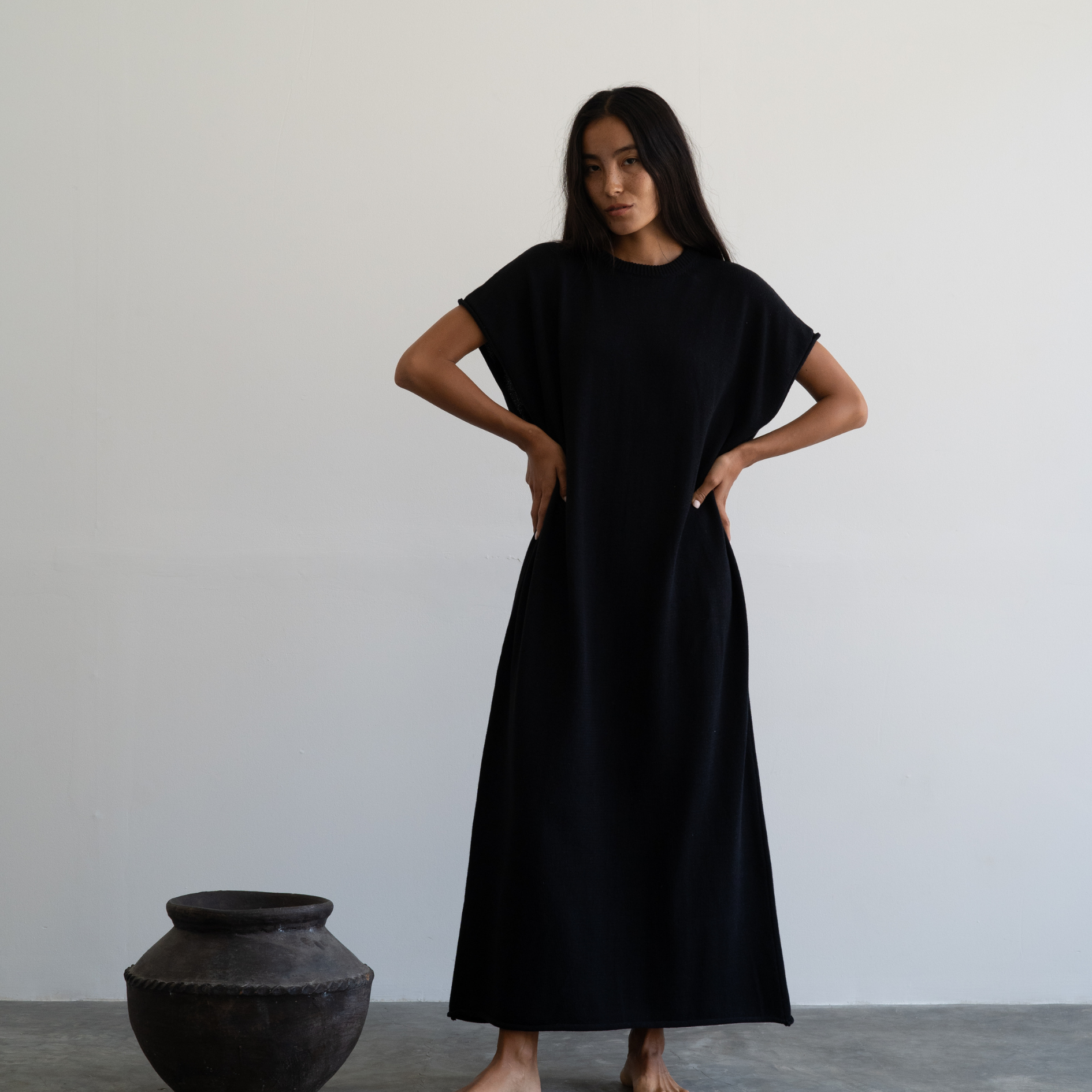 IONE - BLACK Knit Sack Dress