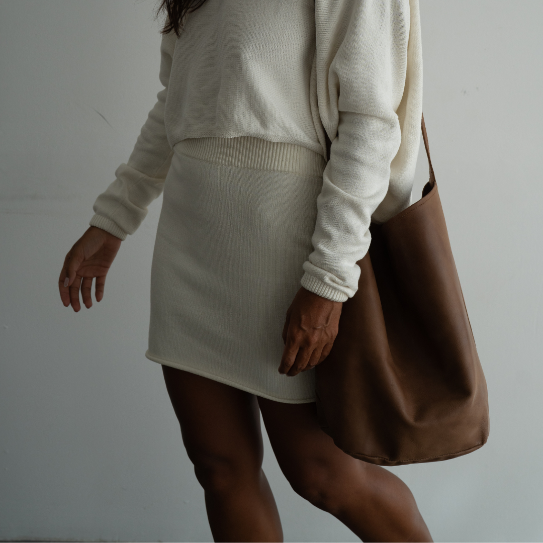 JUNO - CREAM Knit Mini Skirt