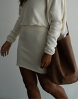 JUNO - CREAM Knit Mini Skirt