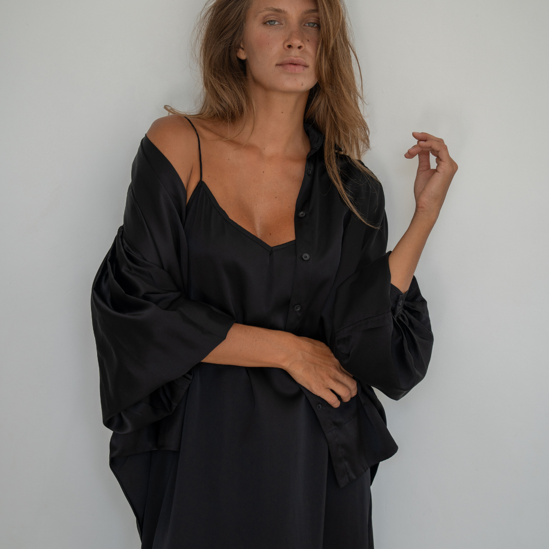 CAMILLE - BLACK Mulberry Silk Slip