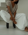 HUME Poplin Volume Pant - WHITE