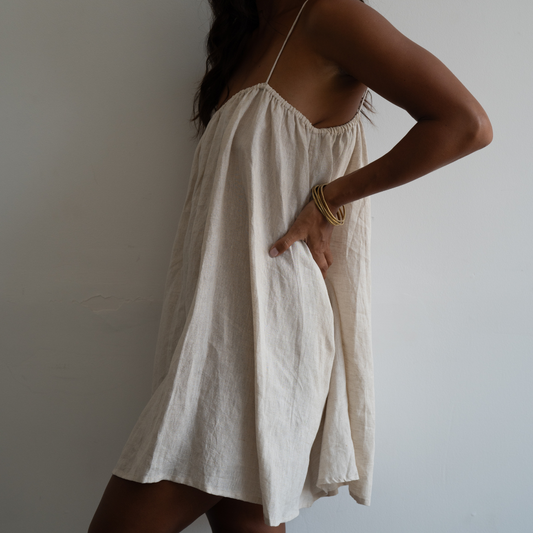 PIA MINI - NATURAL Linen Dress