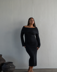 JOLIE - BLACK Cowl Neckline Dress