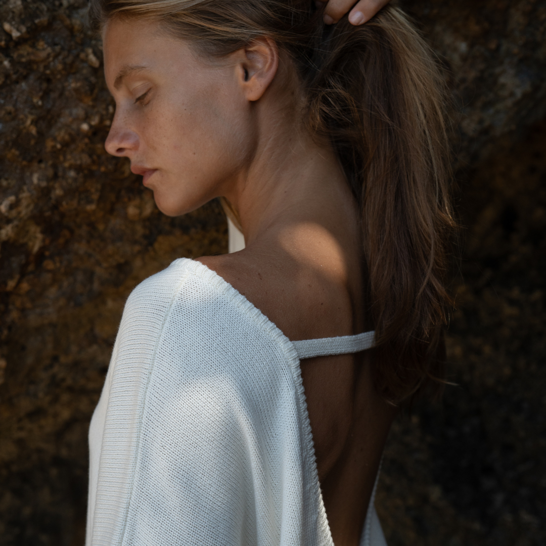 ANGEL SWEATER - CREAM Open-Back Knit