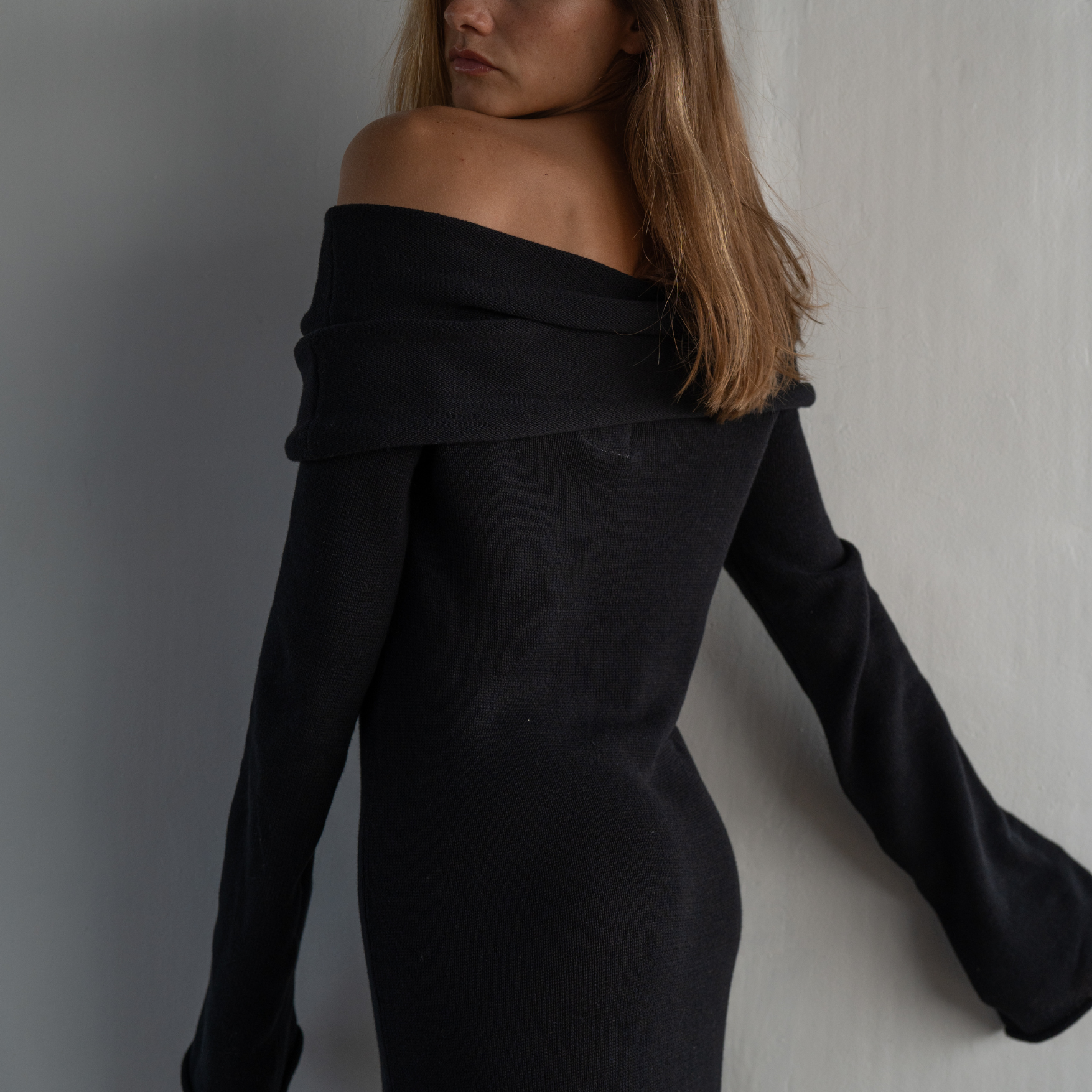 JOLIE - BLACK Cowl Neckline Dress