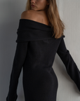 JOLIE - BLACK Cowl Neckline Dress