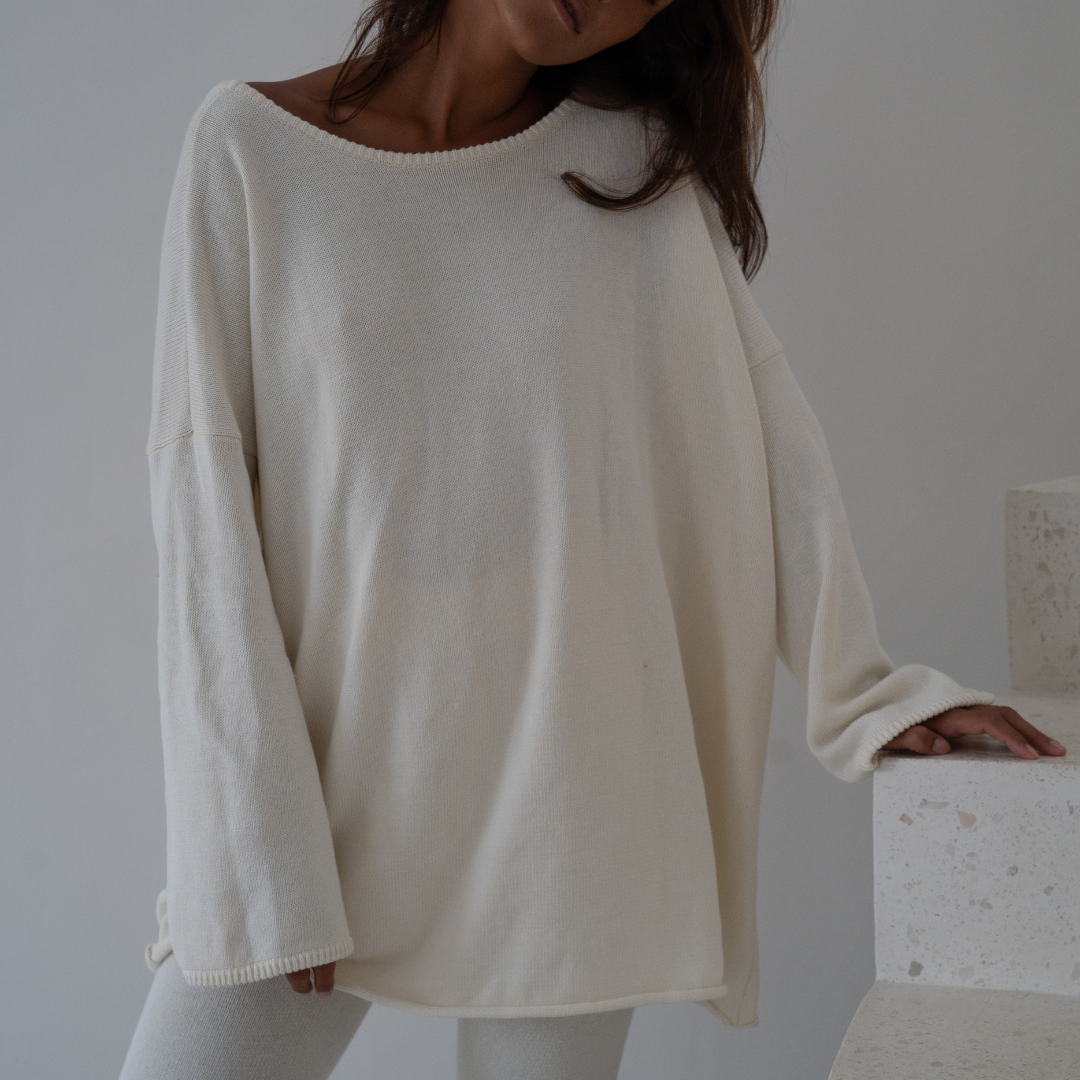 ANGEL SWEATER - CREAM Open-Back Knit