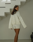 ALMA - CREAM Textured Knit Sweater