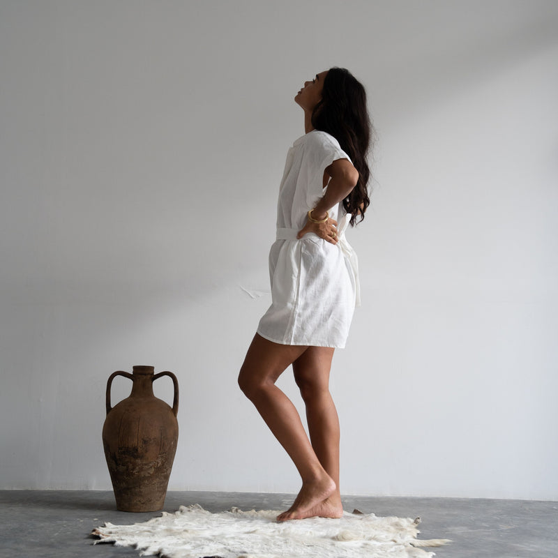 YIN - WHITE Linen Playsuit