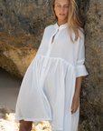 AIDEN - WHITE Buttoned Dress