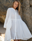 AIDEN - WHITE Buttoned Dress