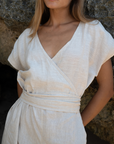 AD Short Sleeve - NATURAL Linen Jumpsuit