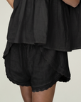 FLEUR - BLACK Ramie Scalloped Short