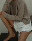 FLEUR - WHITE Ramie Scalloped Short