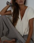 CELINE - Cream Buttoned Knit Top