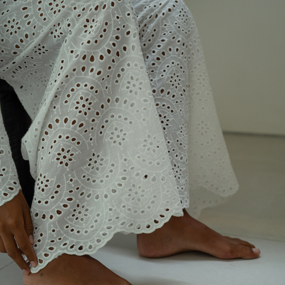 CELESTE - WHITE Broderie Pants