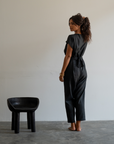 AD Short Sleeve - Black Linen Jumpsuit