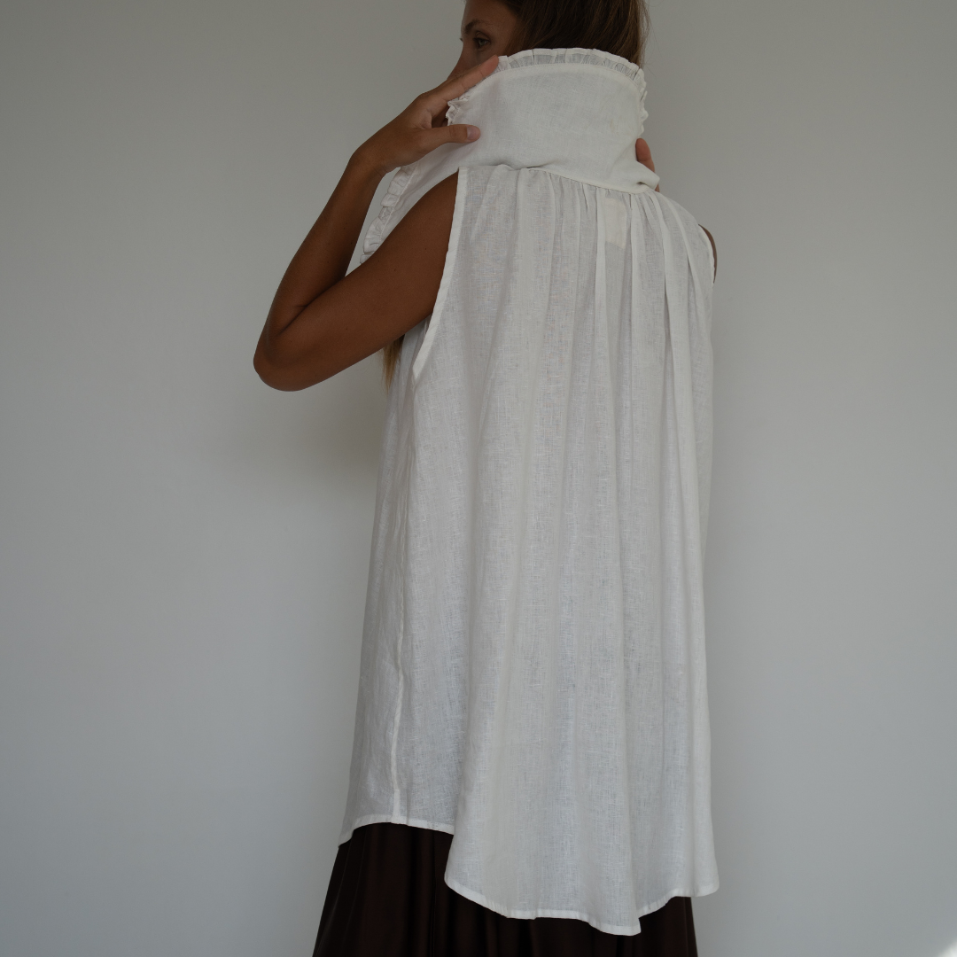 ANNE - WHITE Linen Blouse