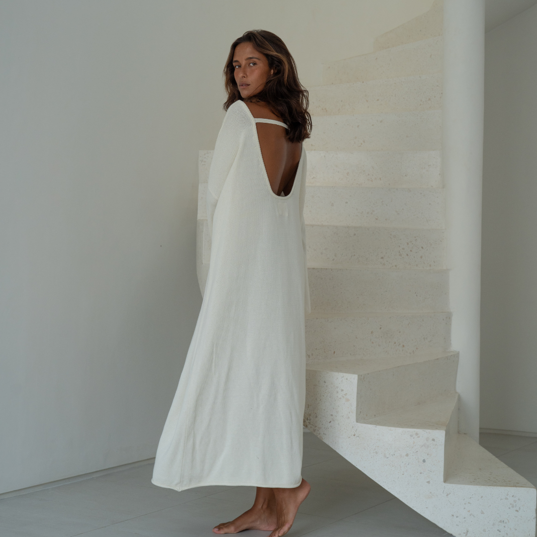 ANGEL DRESS - CREAM Open-Back Knit ANGEL DRESS - CREAM Open-Back Knit
