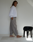 PRE-ORDER MARLO PLEAT - WISTERIA GINGHAM Linen Pant