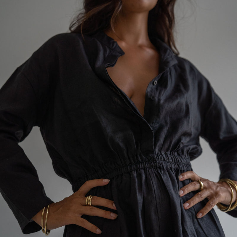 YANG - BLACK Linen Jumpsuit