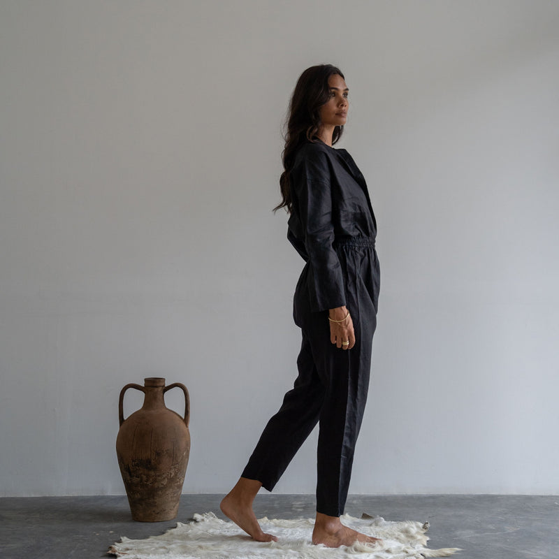 YANG - BLACK Linen Jumpsuit
