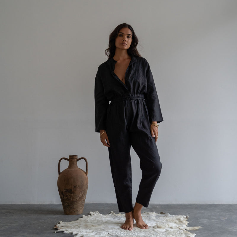 YANG - BLACK Linen Jumpsuit